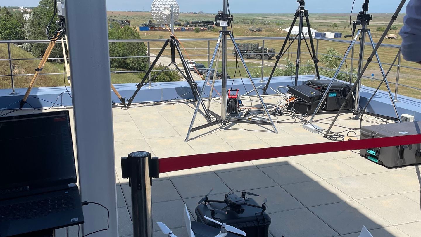 Counter-drone equipment is set up during a NATO drill near Constanta, Romania, on June 13, 2024. (Elisabeth Gosselin-Malo/Staff)