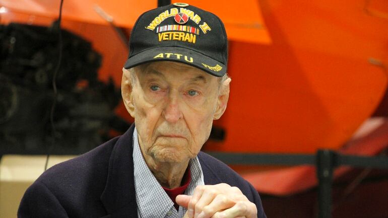 In this May 19, 2018, photo World War II veteran Joseph Sasser, of Carthage, Miss., attends a 75th anniversary celebration of the Battle of Attu in Anchorage, Alaska. Dover was an American soldier who took part in the May 1943 effort to reclaim Alaska's Attu Island from the Japanese. It was the only World War II battle fought on North American soil. (Mark Thiessen/AP)