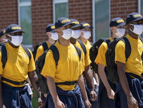 Despite the pandemic, the Navy managed to slightly overshoot its enlisted recruiting goals. (Seaman Apprentice Mikal Chapman/Navy)