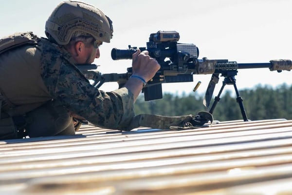A shooter in the U.S. Army Special Operations Command International Sniper Competition takes aim during an event at Fort Bragg, North Carolina. (Army)