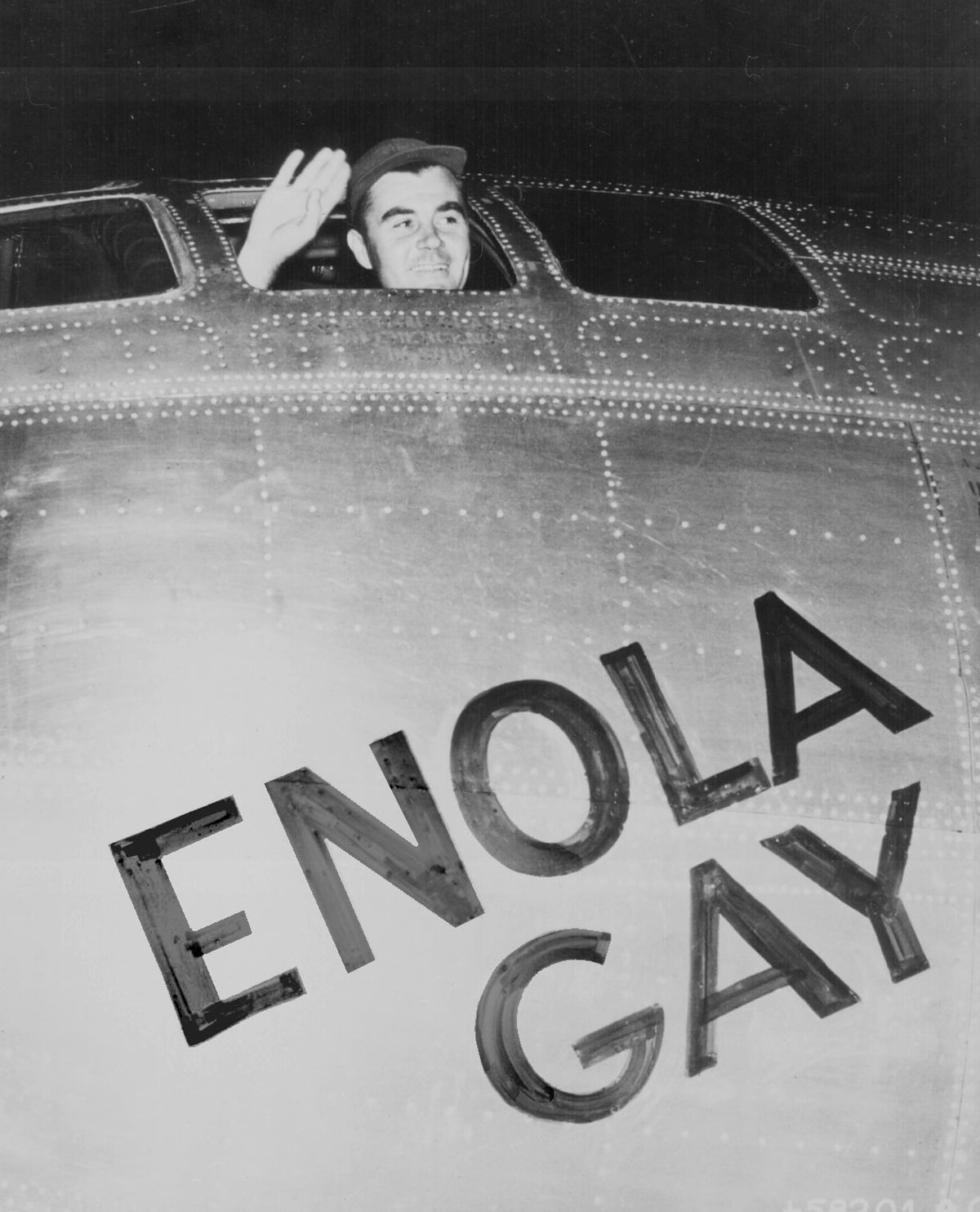 the pilot of enola gay flying out of the shockwave