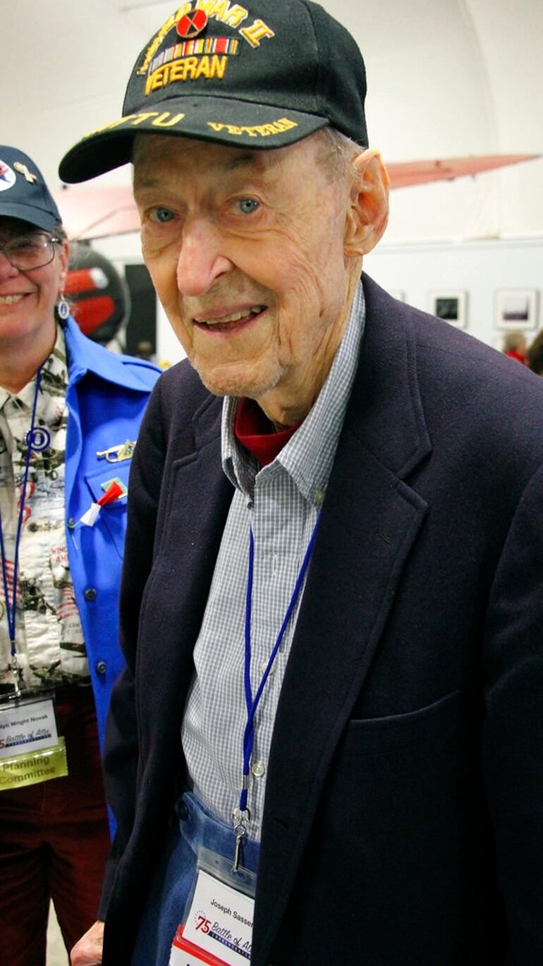 In this May 19, 2018, photo World War II veteran Joseph Sasser, of Carthage, Miss., attends a 75th anniversary celebration of the Battle of Attu in Anchorage, Alaska. Dover was an American soldier who took part in the May 1943 effort to reclaim Alaska's Attu Island from the Japanese. It was the only World War II battle fought on North American soil. (Mark Thiessen/AP)