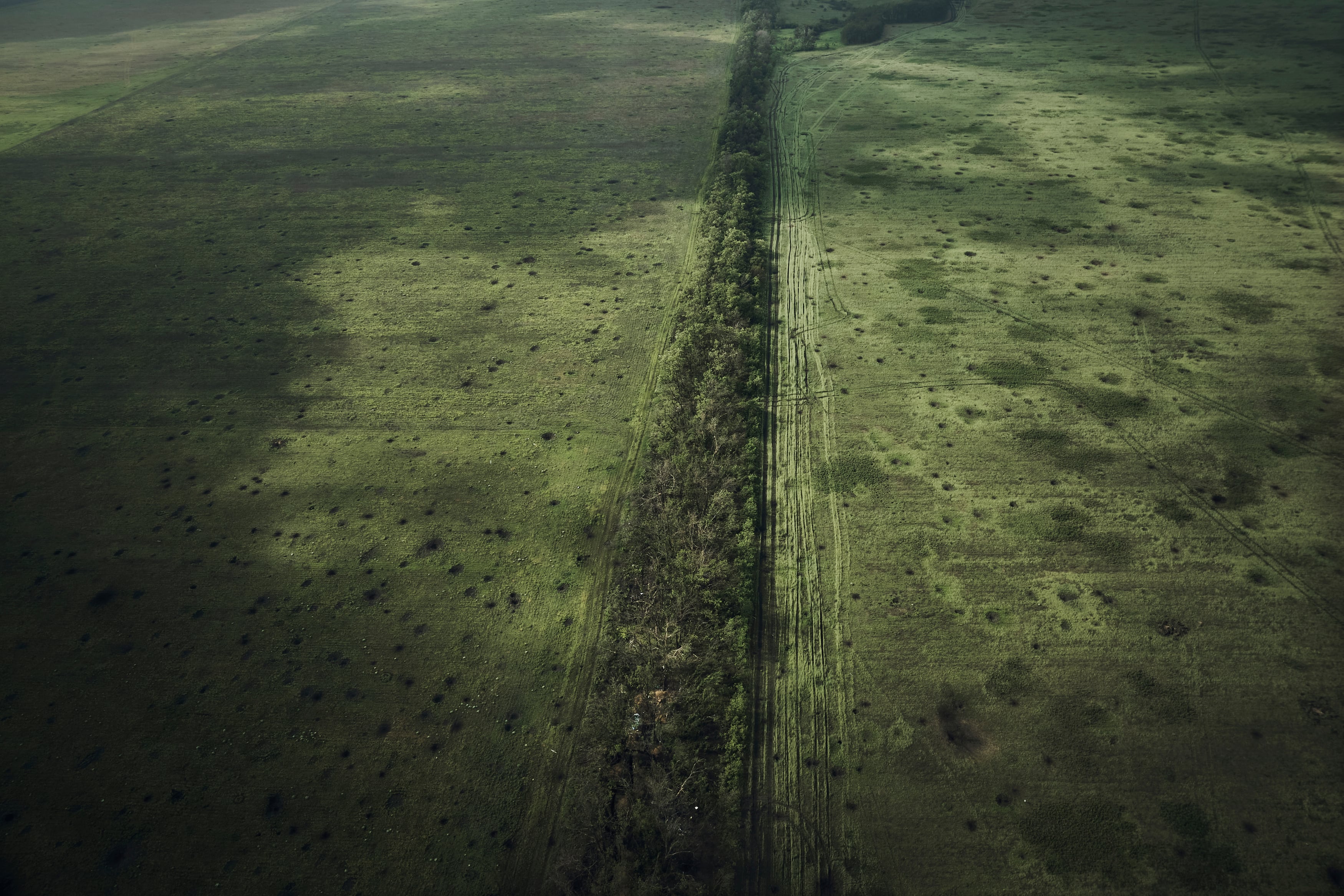 An aerial view of a battle field near Bakhmut in the Donetsk region, Ukraine, Saturday, May 27, 2023.