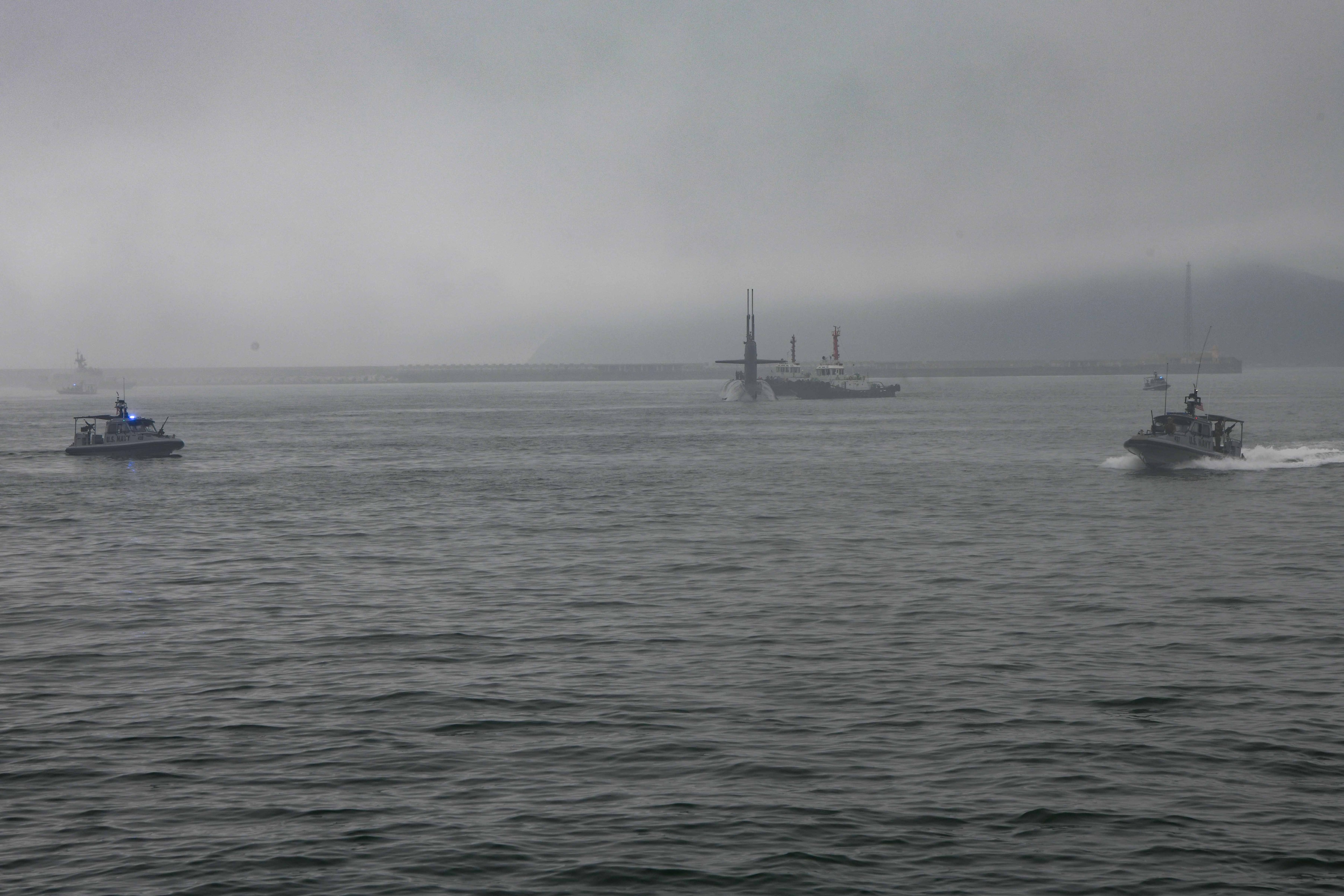 The Ohio-class ballistic-missile submarine USS Kentucky arrives in Busan, South Korea, July 18, 2023.