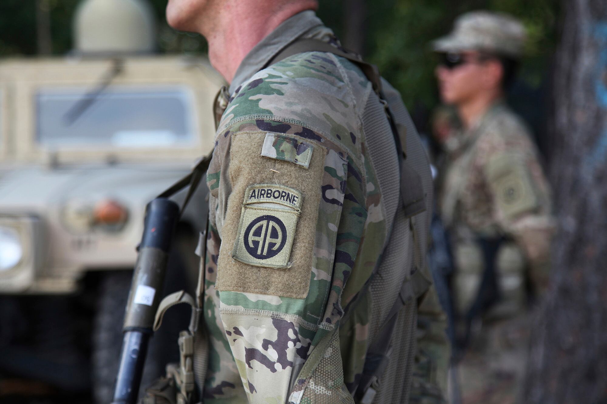 An 82nd Airborne Division paratrooper participates in artillery training during a field exercise in Fort Bragg, N.C., on Aug. 26, 2020.