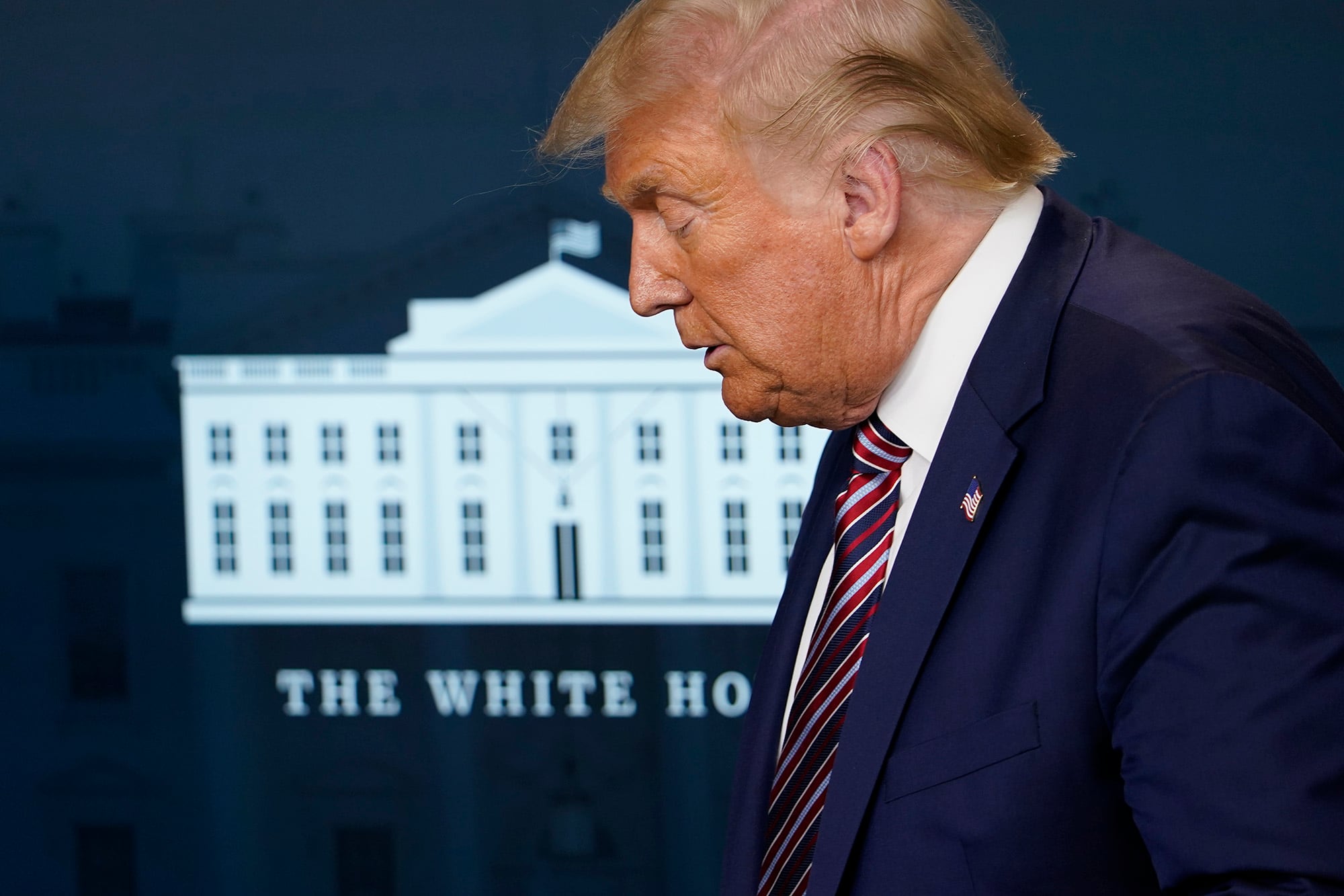 President Donald Trump attends a news conference in the James Brady Press Briefing Room at the White House, Wednesday, Aug. 12, 2020, in Washington.