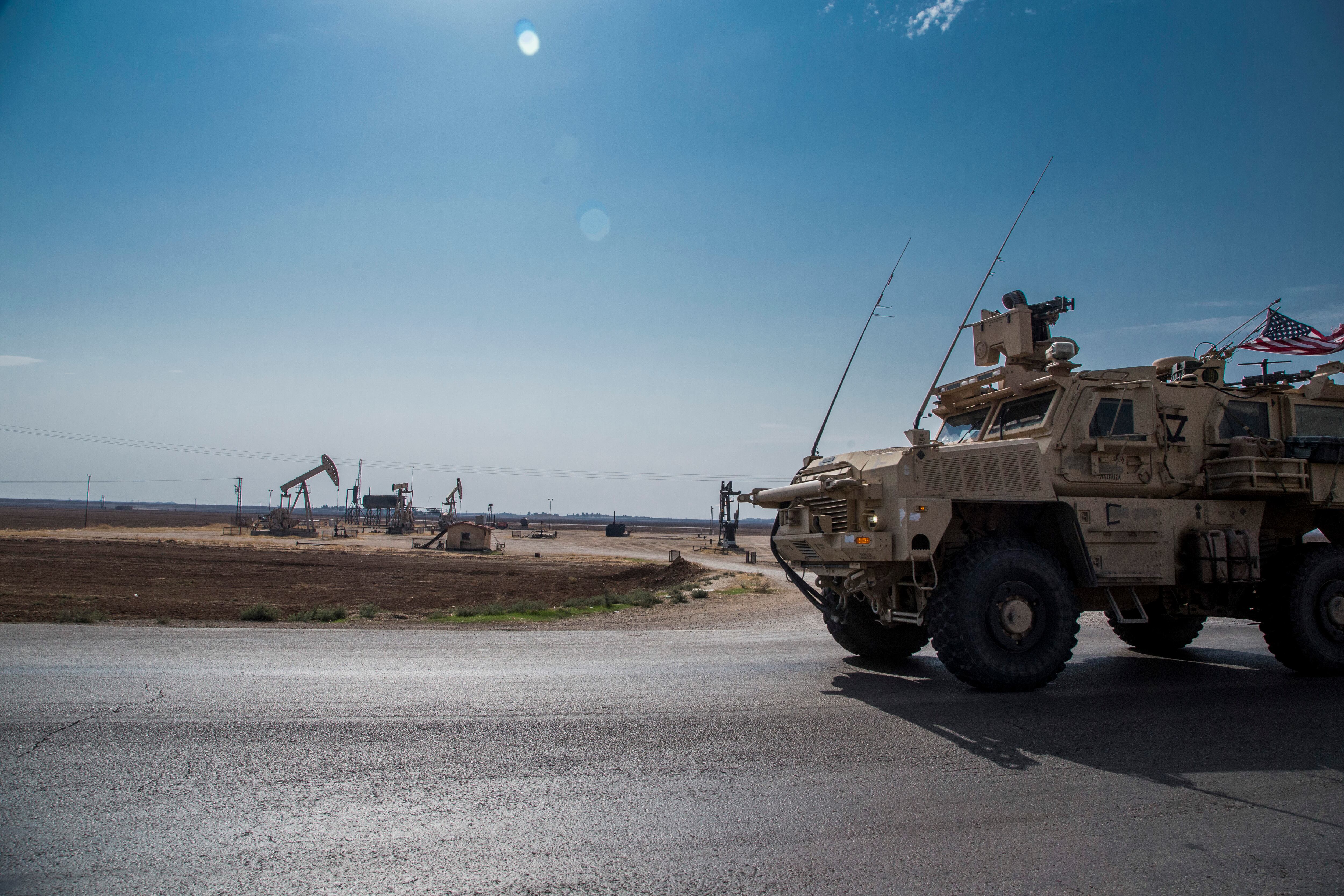 U.S. forces patrol Syrian oil fields