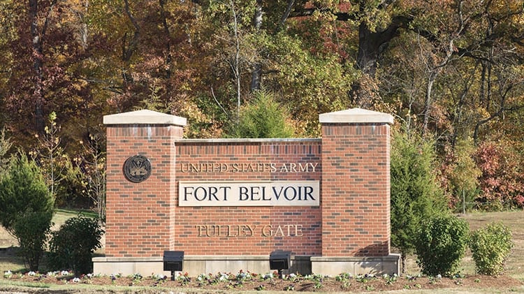 Fort Belvoir sits along the Potomac River in Fairfax County and is located about 20 miles south of Washington.