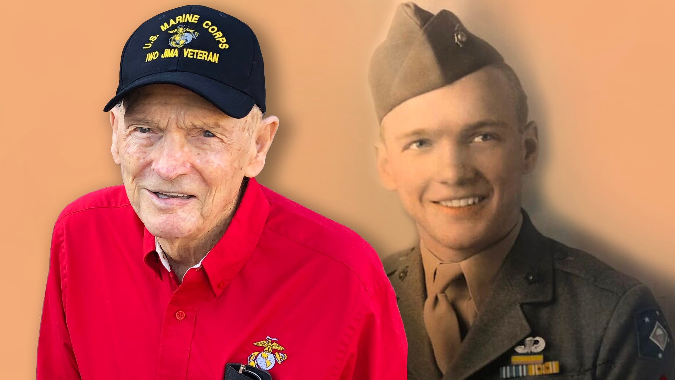 T. Fred Harvey, a WWII veteran who was wounded and earned the Silver Star during the Battle of Iwo Jima is looking to become the oldest Marine to participate in the Marine Corps Marathon. (Photo illustration by Jared Morgan, staff)