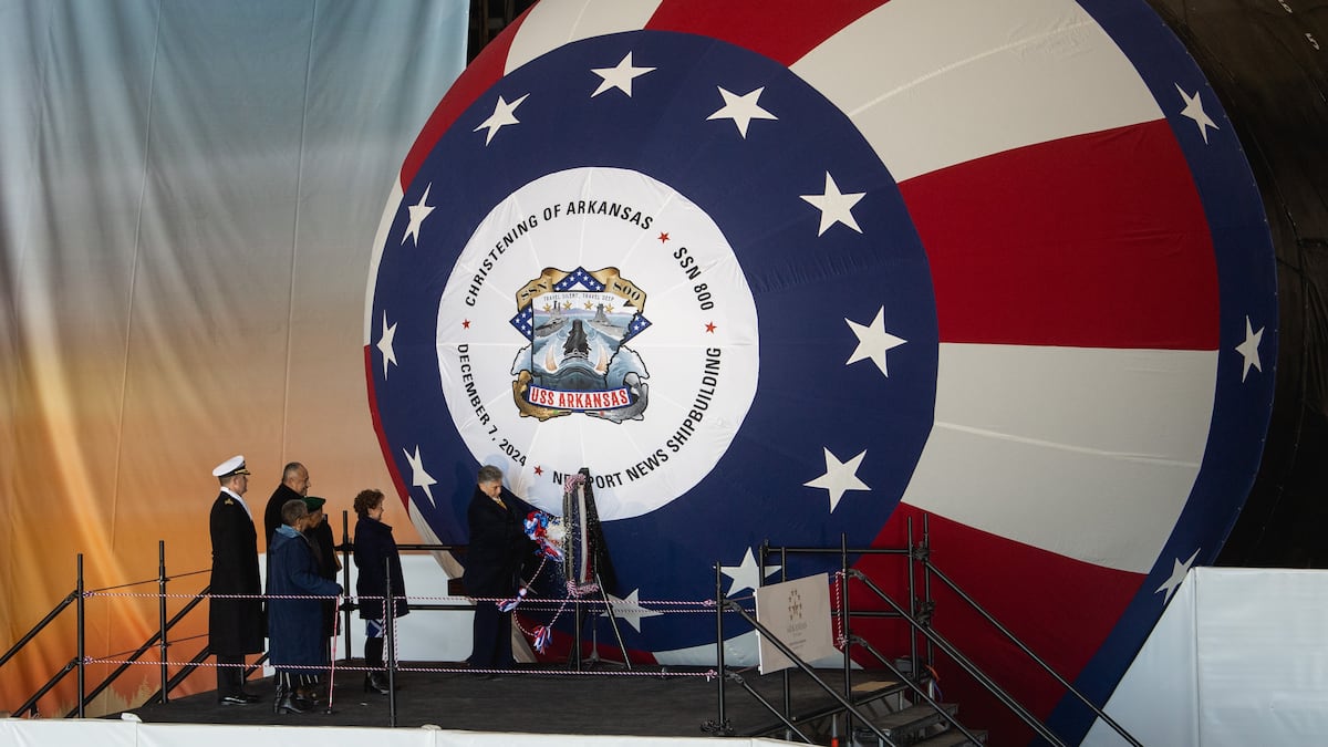 US Navy christens nuclear submarine USS Arkansas