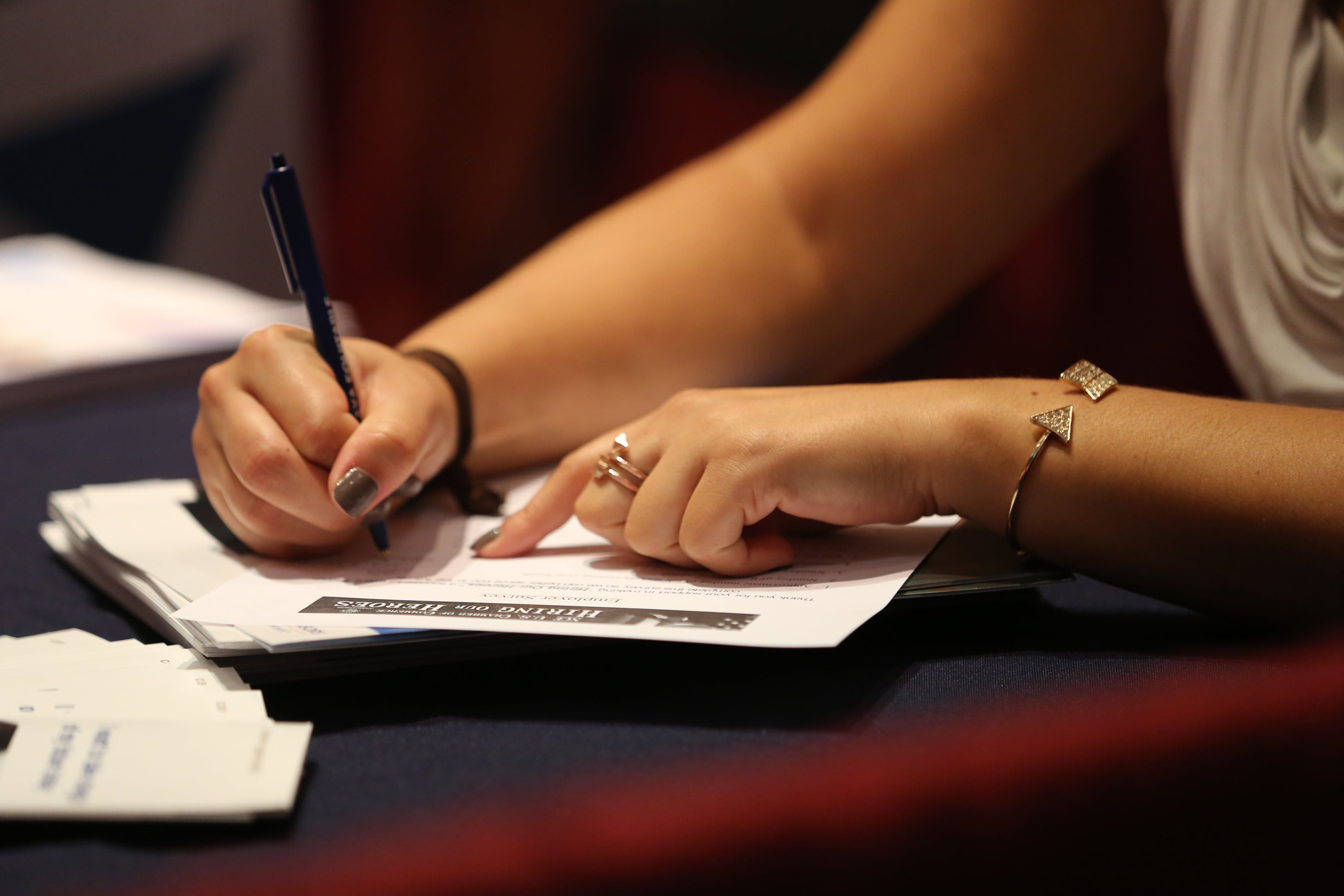 Hiring representatives from more than 100 companies attended the Hiring our Heroes hiring fair to assist transitioning veterans in their job hunt at the 96th Annual American Legion National Convention, Aug. 26, 2014.