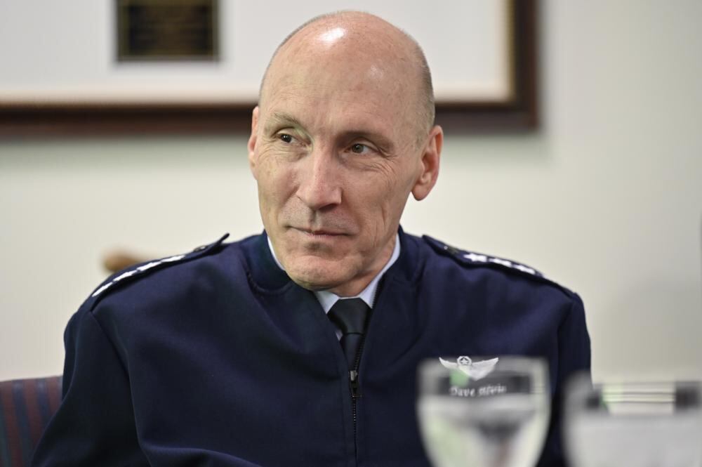 Air Force Vice Chief of Staff Gen. David W. Allvin speaks with civic leaders from South Carolina during a meeting at the Pentagon, Arlington, Virginia, June 8, 2022. The group discussed local initiatives for Joint Base Charleston. (Eric Dietrich/Air Force)