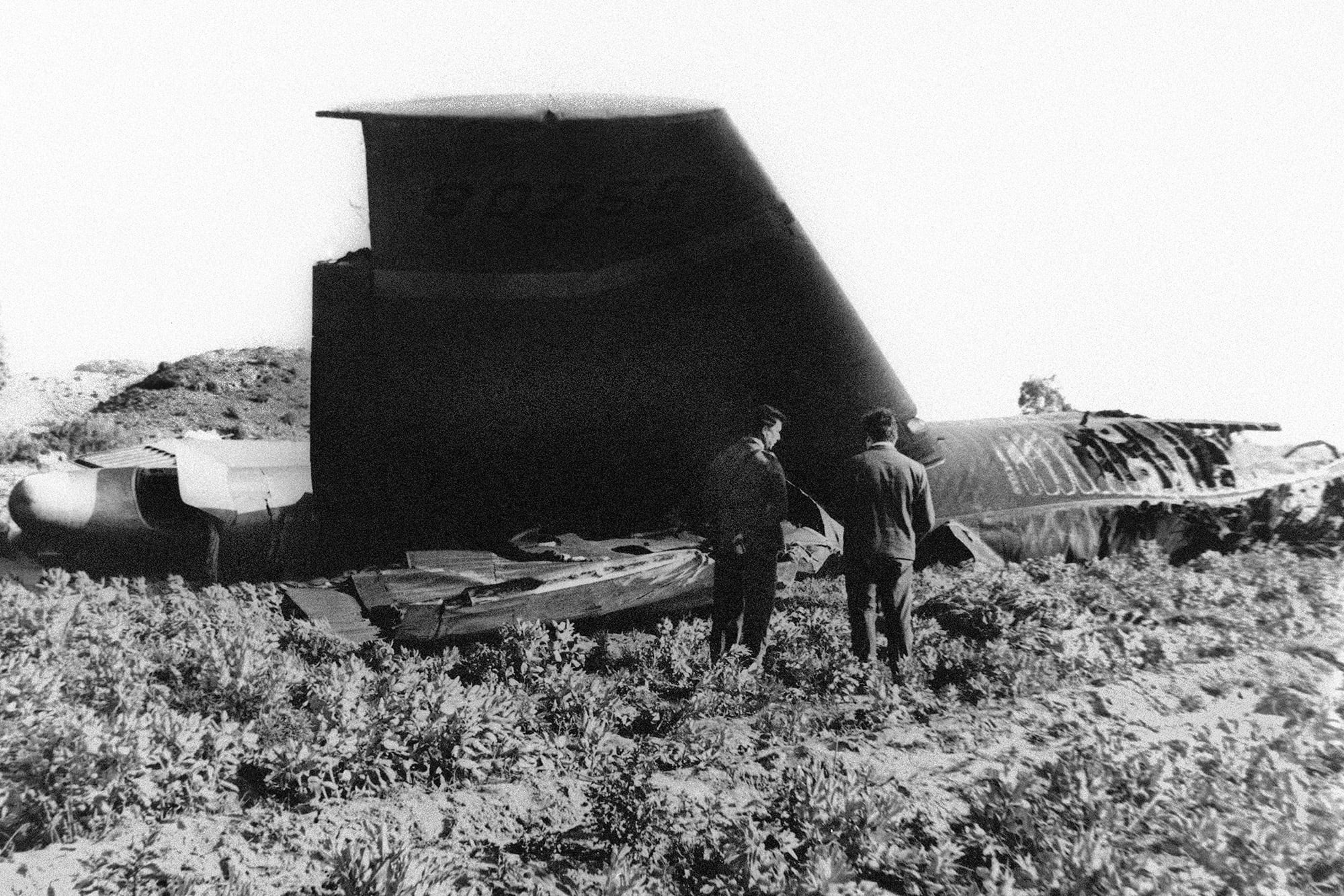 This Jan. 17, 1966, file photo, shows part of the wreckage of the U.S. Air Force B-52 that crashed in Palomares, Spain, after a mid-air collision with a KC-135 aerial tanker during refueling.