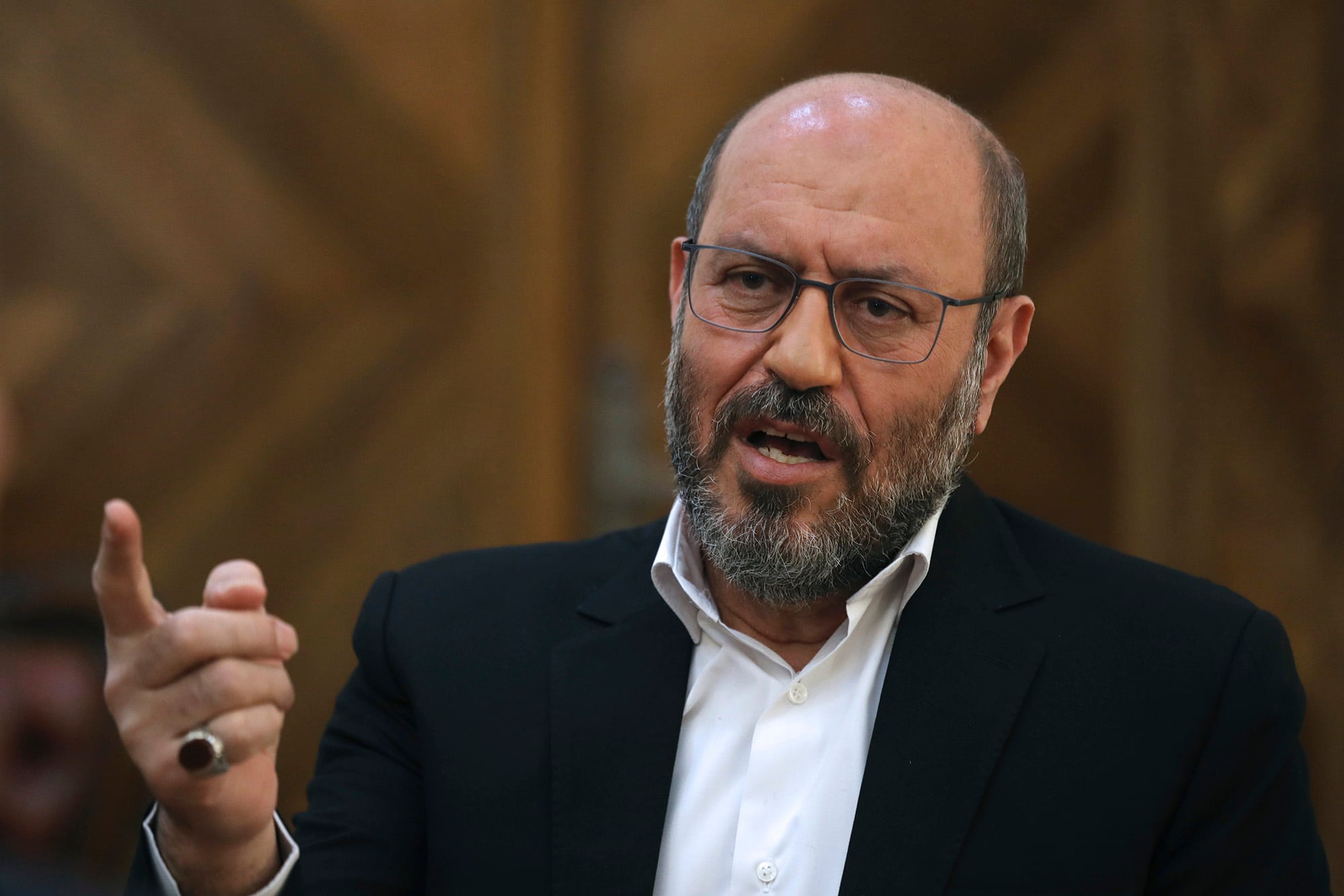 Gen. Hossein Dehghan, a military adviser to Iran's Supreme Leader Ayatollah Ali Khamenei, speaks during an interview with The Associated Press, in Tehran, Iran, Wednesday, Nov. 18, 2020.