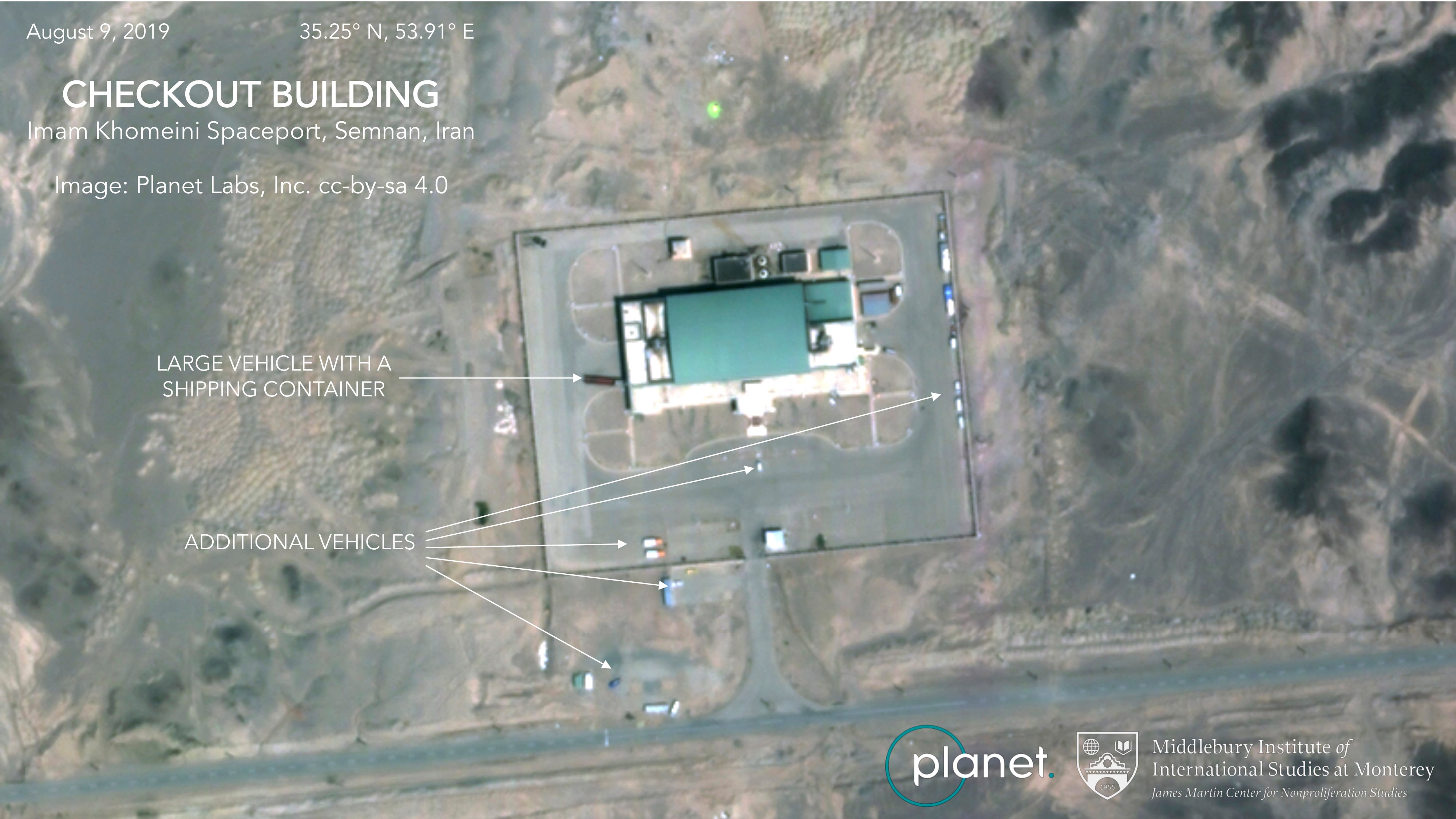 This Aug. 9, 2019, satellite image shows activity at the Imam Khomeini Space Center in Iran's Semnan province.