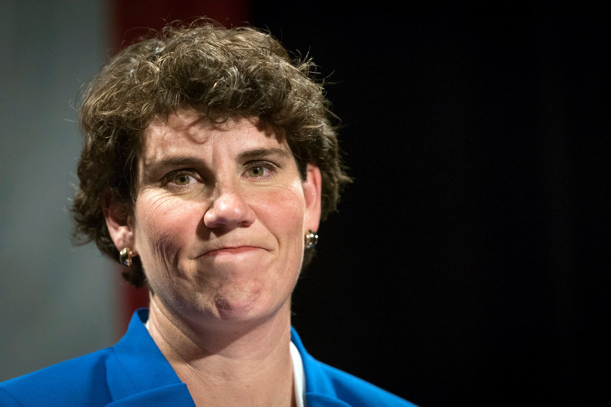 In this Nov. 6, 2018, file photo, Amy McGrath speaks to supporters in Richmond, Ky.