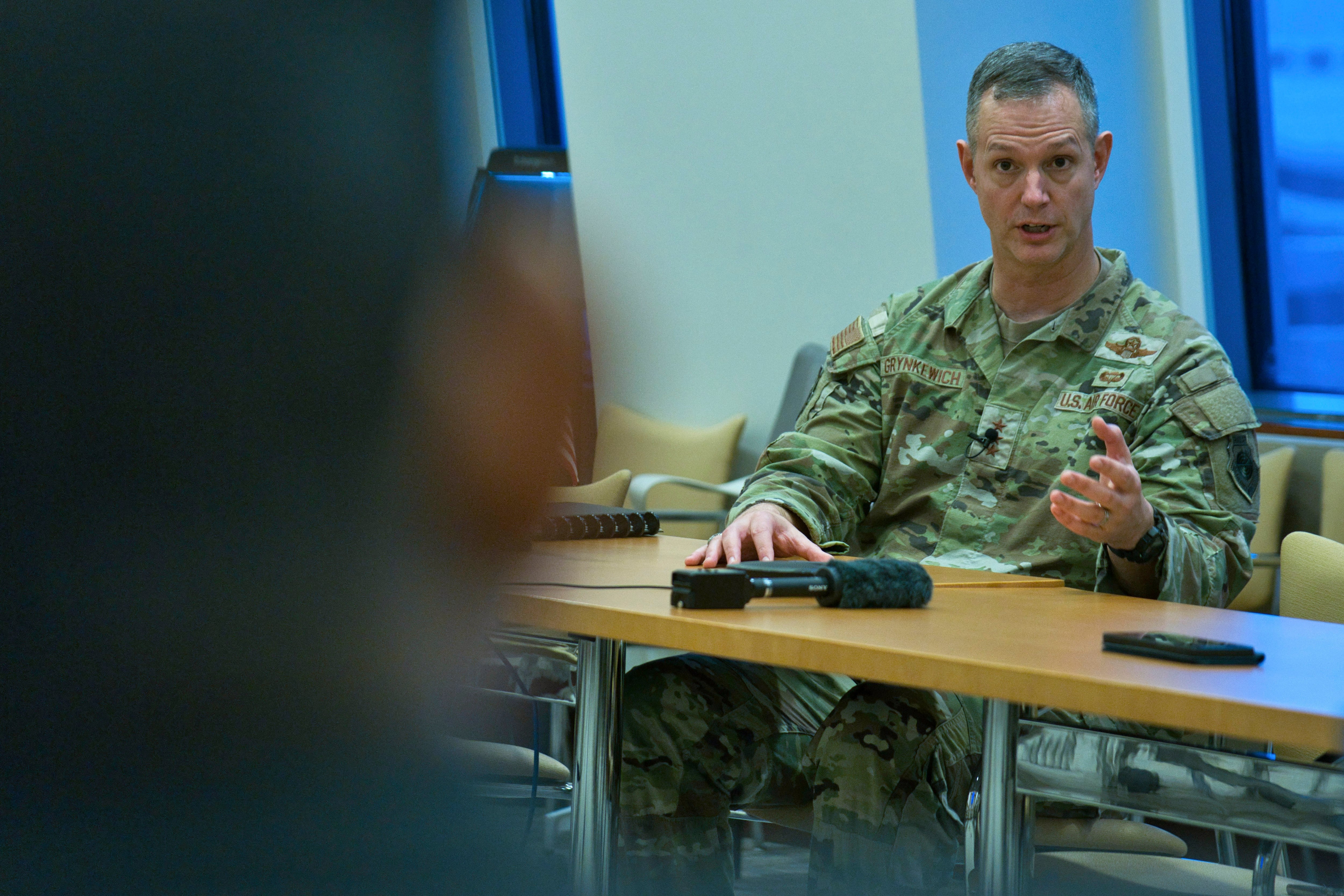 Lt. Gen. Alexus Grynkewich, the head of U.S. Air Force Central, speaks at a news conference at the U.S. Embassy in Abu Dhabi, United Arab Emirates Wednesday, Sept. 20, 2023.