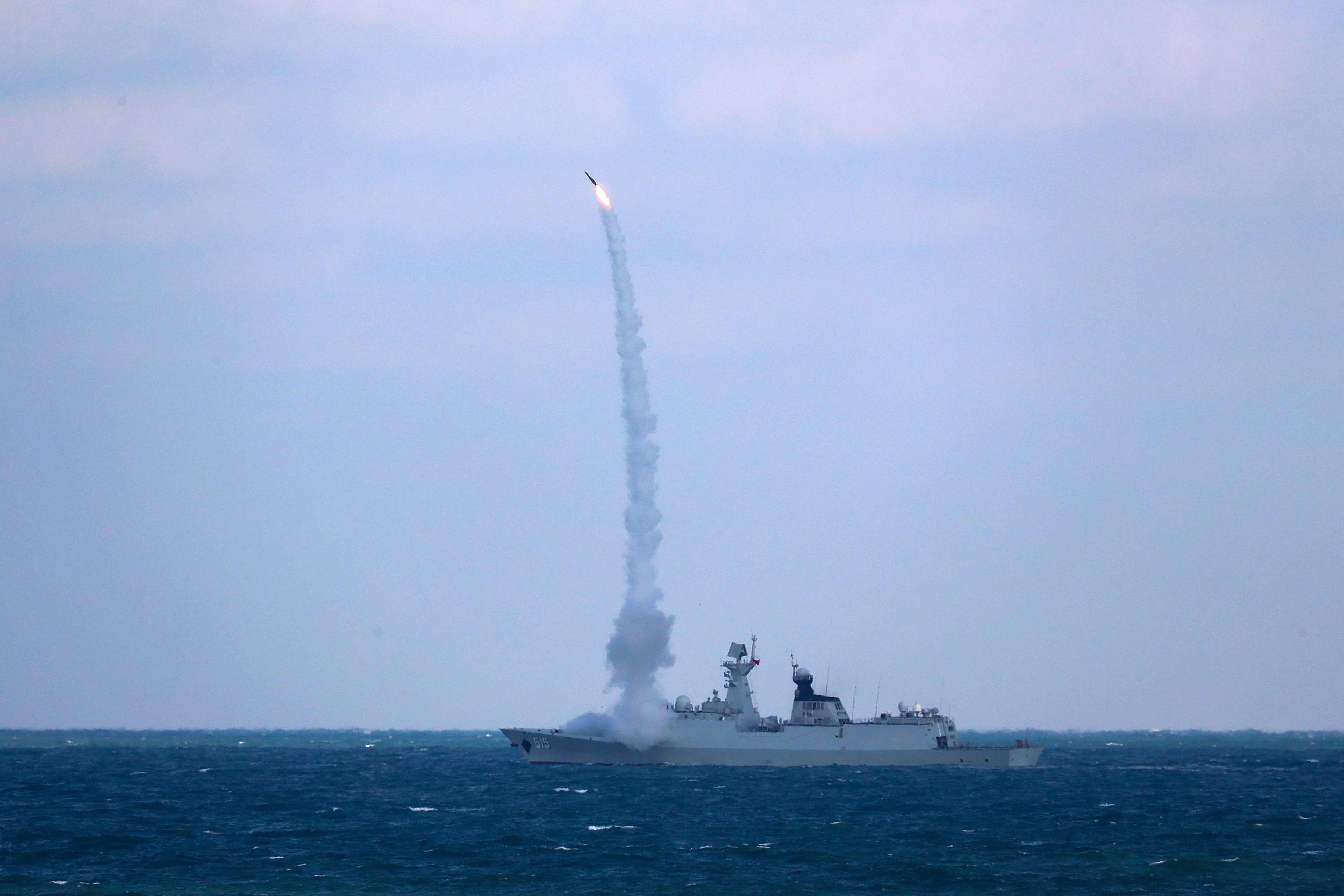 In this photo released by Xinhua News Agency, Chinese naval frigate Binzhou takes part in a joint naval drills with Russian warships in the East China Sea on Dec. 27, 2022.