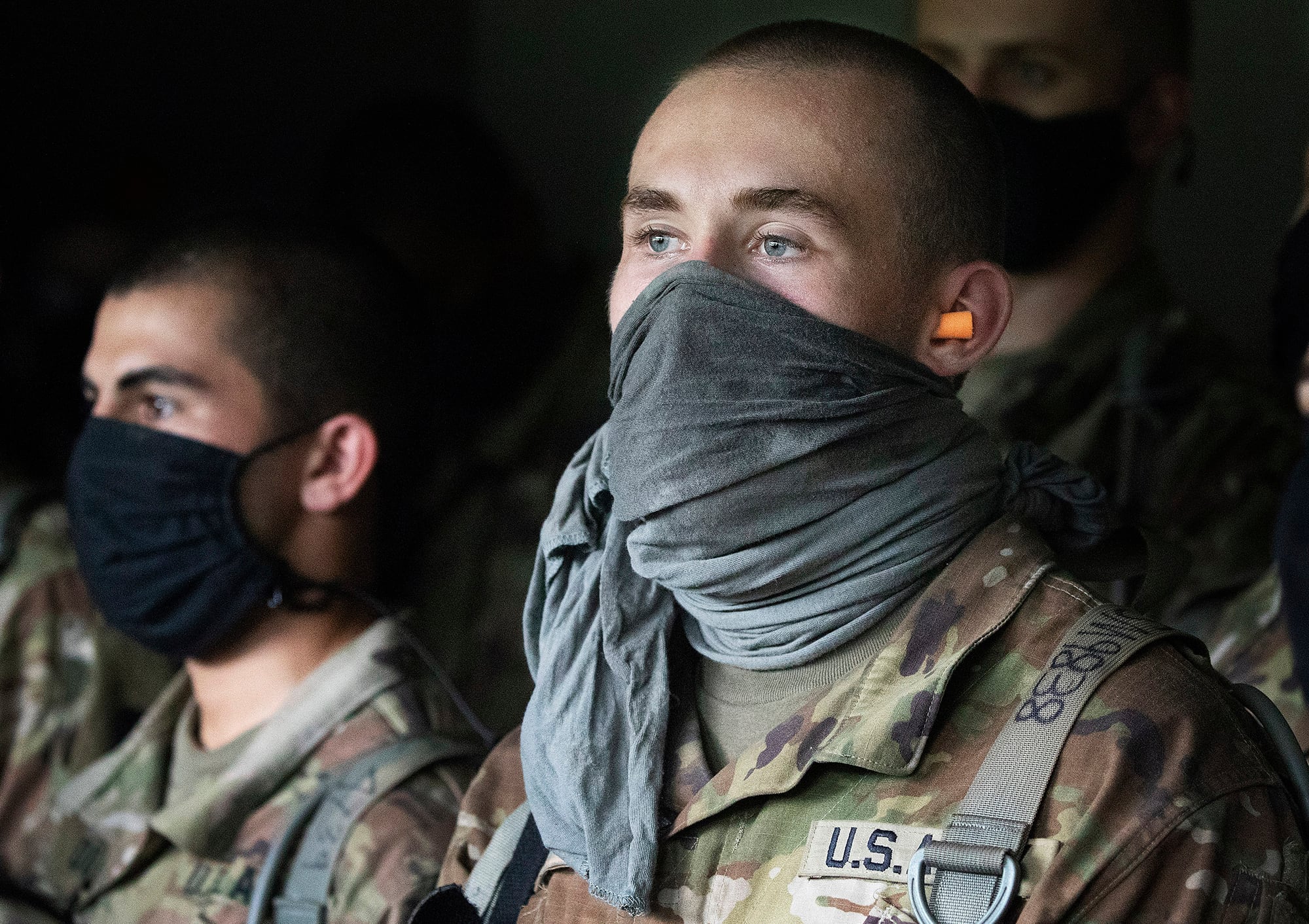 Cadets watch a hand grenade drill, Friday, Aug. 7, 2020, at the U.S. Military Academy in West Point, N.Y.