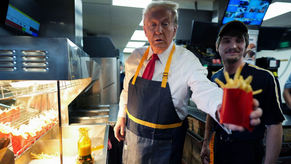 Trump Doles Out Fries at McDonald's, Sows Doubts About Whether Harris Ever Worked There